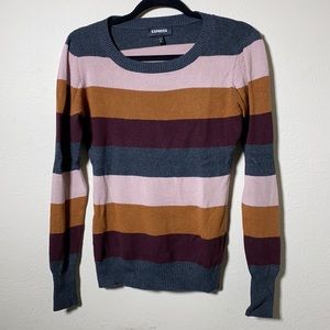 Fitted striped crew neck sweater